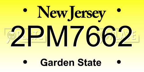 2PM7662 New Jersey License Plate