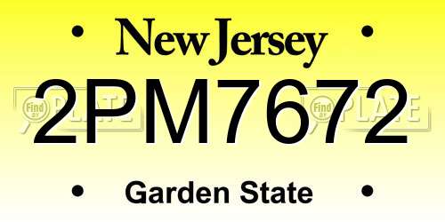 2PM7672 New Jersey License Plate