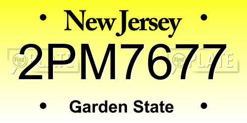 2PM7677 New Jersey License Plate