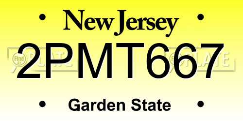 2PMT667 New Jersey License Plate