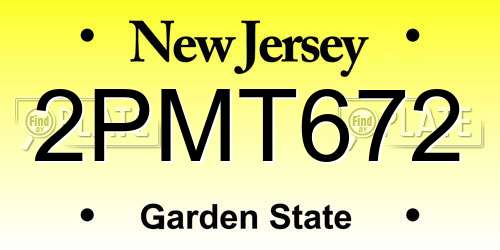 2PMT672 New Jersey License Plate