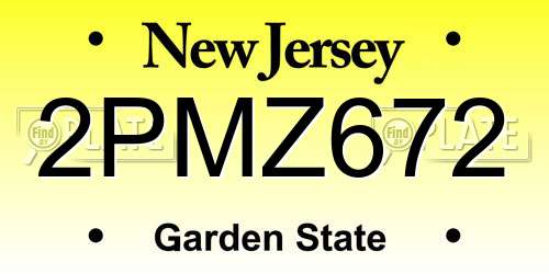 2PMZ672 New Jersey License Plate