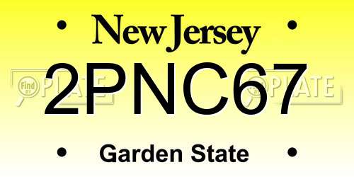 2PNC67 New Jersey License Plate