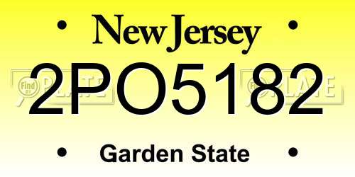 2PO5182 New Jersey License Plate