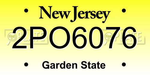 2PO6076 New Jersey License Plate