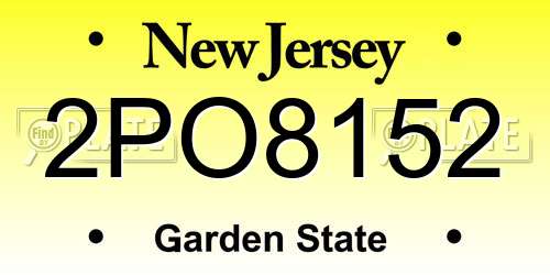 2PO8152 New Jersey License Plate