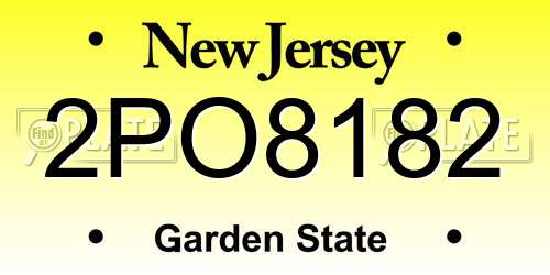 2PO8182 New Jersey License Plate