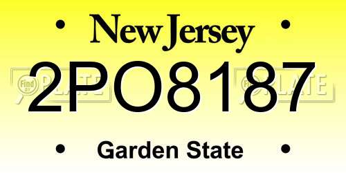 2PO8187 New Jersey License Plate