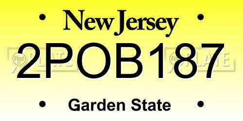 2POB187 New Jersey License Plate