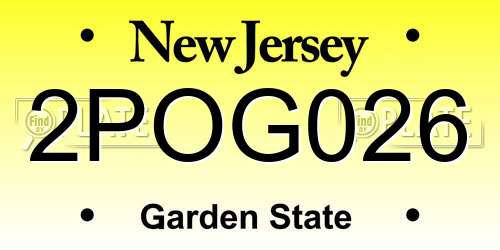 2POG026 New Jersey License Plate