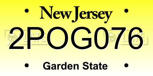 2POG076 New Jersey License Plate