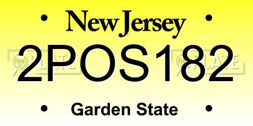 2POS182 New Jersey License Plate