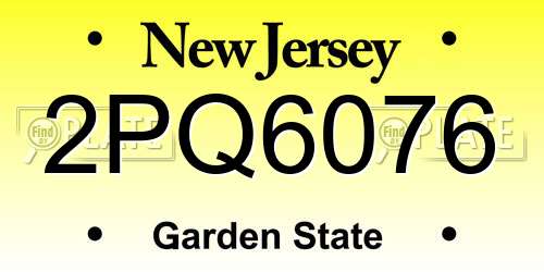 2PQ6076 New Jersey License Plate