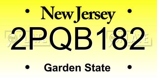 2PQB182 New Jersey License Plate