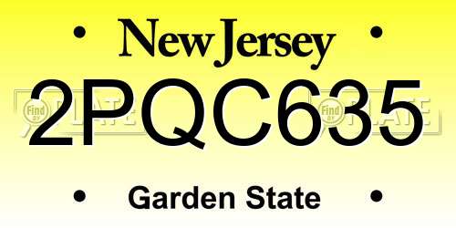 2PQC635 New Jersey License Plate
