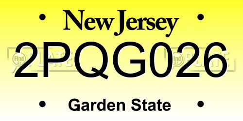 2PQG026 New Jersey License Plate
