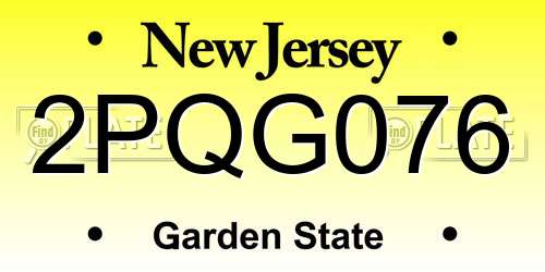 2PQG076 New Jersey License Plate