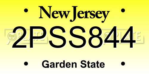 2PSS844 New Jersey License Plate