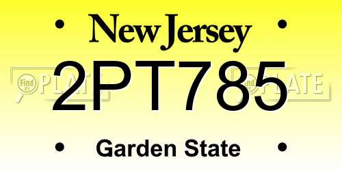 2PT785 New Jersey License Plate