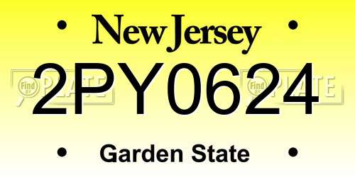 2PY0624 New Jersey License Plate