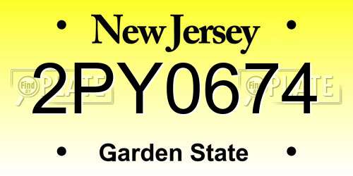 2PY0674 New Jersey License Plate