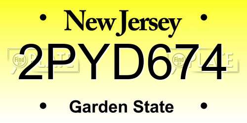 2PYD674 New Jersey License Plate