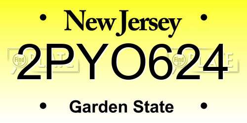 2PYO624 New Jersey License Plate