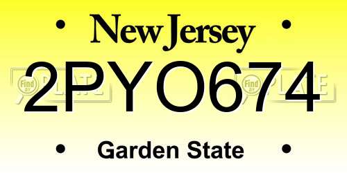 2PYO674 New Jersey License Plate