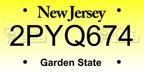 2PYQ674 New Jersey License Plate