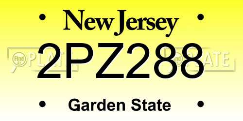 2PZ288 New Jersey License Plate