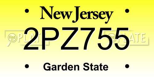 2PZ755 New Jersey License Plate