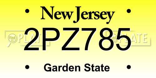 2PZ785 New Jersey License Plate