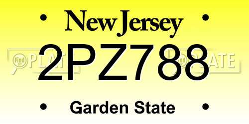 2PZ788 New Jersey License Plate