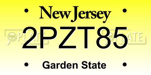 2PZT85 New Jersey License Plate