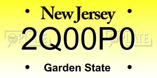2Q00P0 New Jersey License Plate