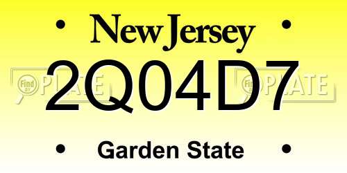 2Q04D7 New Jersey License Plate
