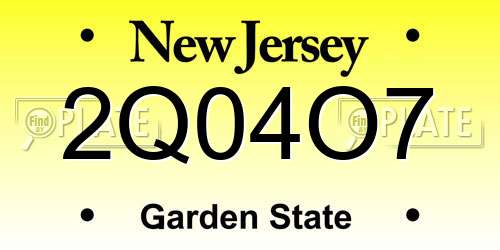 2Q04O7 New Jersey License Plate