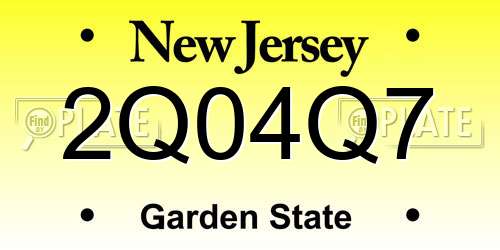 2Q04Q7 New Jersey License Plate