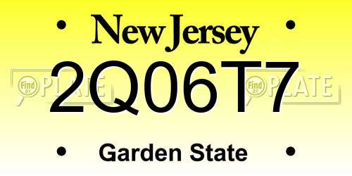2Q06T7 New Jersey License Plate