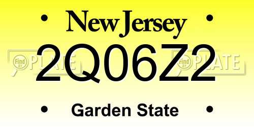 2Q06Z2 New Jersey License Plate
