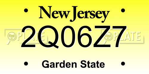 2Q06Z7 New Jersey License Plate