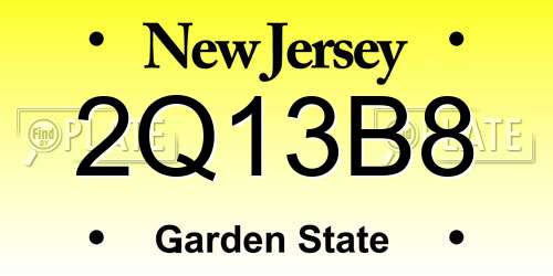 2Q13B8 New Jersey License Plate