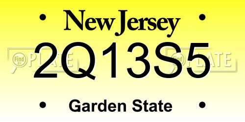 2Q13S5 New Jersey License Plate