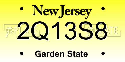 2Q13S8 New Jersey License Plate