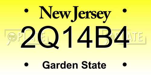 2Q14B4 New Jersey License Plate