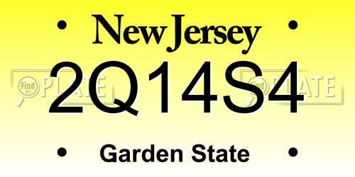 2Q14S4 New Jersey License Plate