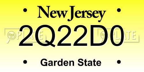 2Q22D0 New Jersey License Plate