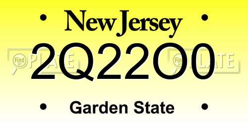 2Q22O0 New Jersey License Plate