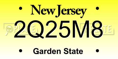 2Q25M8 New Jersey License Plate