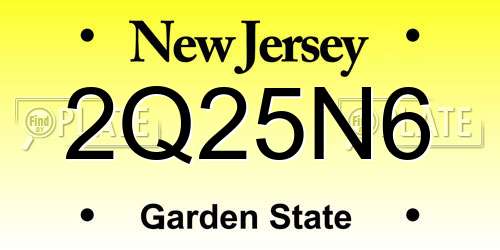 2Q25N6 New Jersey License Plate